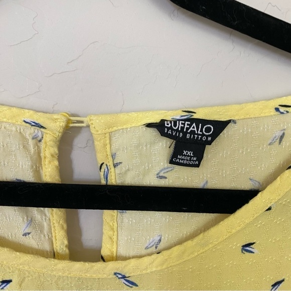 Buffalo David Bitton Yellow Front Tie Top Size XXL - Picture 5 of 6